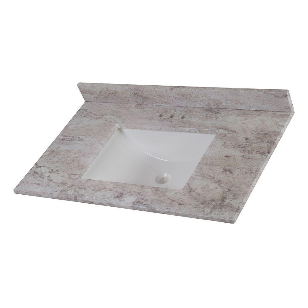 37 in. W x 22 in. D Stone Effects Vanity Top in Cold Fusion with White Sink - Super Arbor