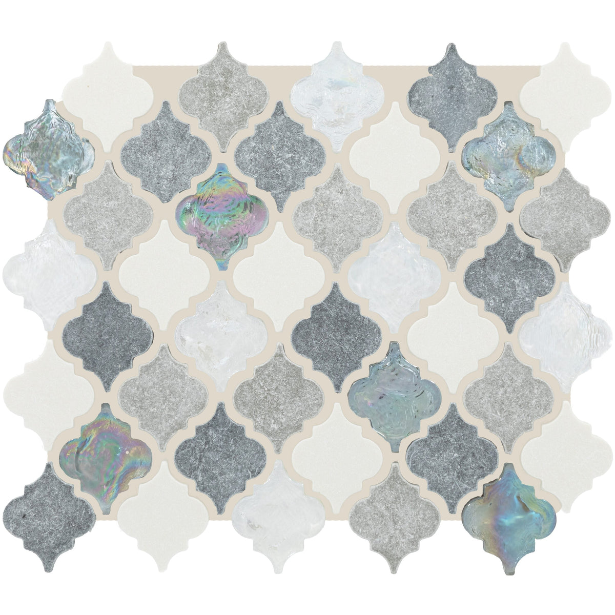 Daltile Decorative Accents Gris Et Blanc 4-in x 12-in Multi-finish Natural stone Marble/limestone Arabesque Mosaic Wall Tile product image