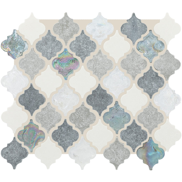 Daltile Decorative Accents Gris Et Blanc 4-in x 12-in Multi-finish Natural stone Marble/limestone Arabesque Mosaic Wall Tile product image