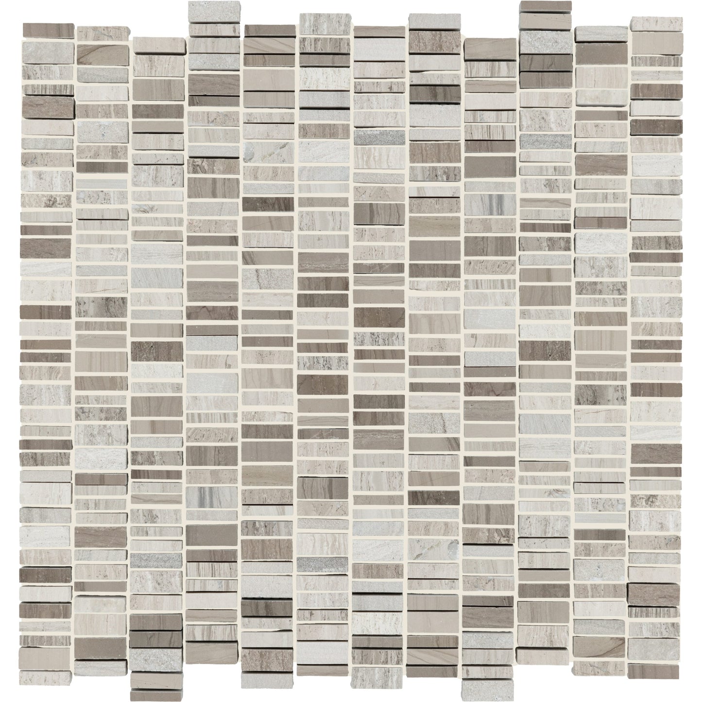 Daltile Decorative Accents Chennile White/ Silver Screen 12-in x 12-in Multi-finish Natural stone Marble/limestone Marble look Mosaic Floor and Wall Tile product image