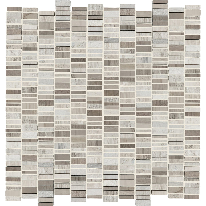 Daltile Decorative Accents Chennile White/ Silver Screen 12-in x 12-in Multi-finish Natural stone Marble/limestone Marble look Mosaic Floor and Wall Tile product image