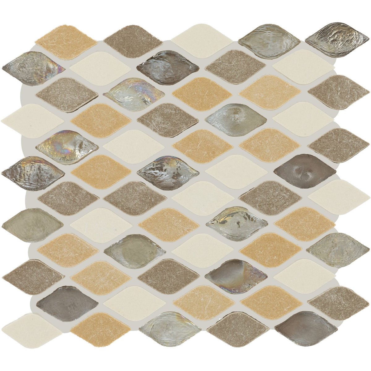 Daltile Decorative Accents Blanc Et Beige 12-in x 14-in Multi-finish Natural stone Marble/limestone Multi-shaped Mosaic Wall Tile product image