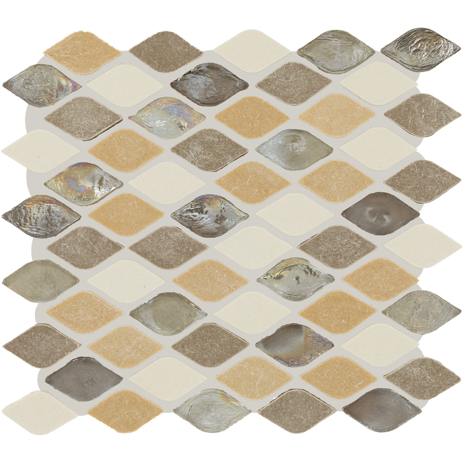 Daltile Decorative Accents Blanc Et Beige 12-in x 14-in Multi-finish Natural stone Marble/limestone Multi-shaped Mosaic Wall Tile product image