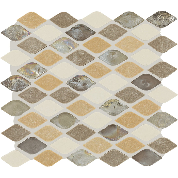 Daltile Decorative Accents Blanc Et Beige 12-in x 14-in Multi-finish Natural stone Marble/limestone Multi-shaped Mosaic Wall Tile product image