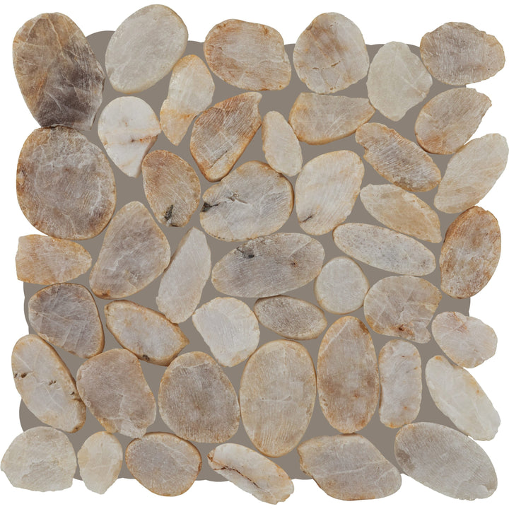 Daltile Decorative Accents Creamy Sand 13-in x 13-in Multi-finish Natural stone Marble/limestone Pebble Mosaic Floor and Wall Tile product image