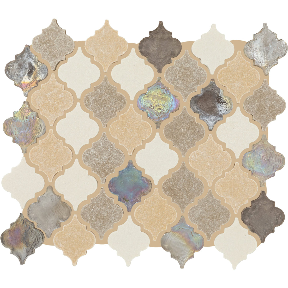 Daltile Decorative Accents Blanc Et Beige 4-in x 12-in Multi-finish Natural stone Marble/limestone Arabesque Mosaic Wall Tile product image