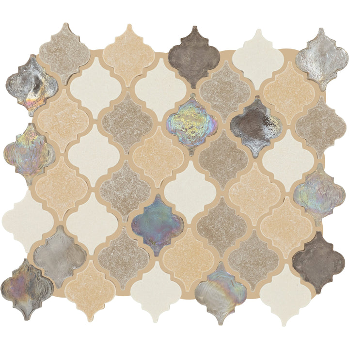 Daltile Decorative Accents Blanc Et Beige 4-in x 12-in Multi-finish Natural stone Marble/limestone Arabesque Mosaic Wall Tile product image