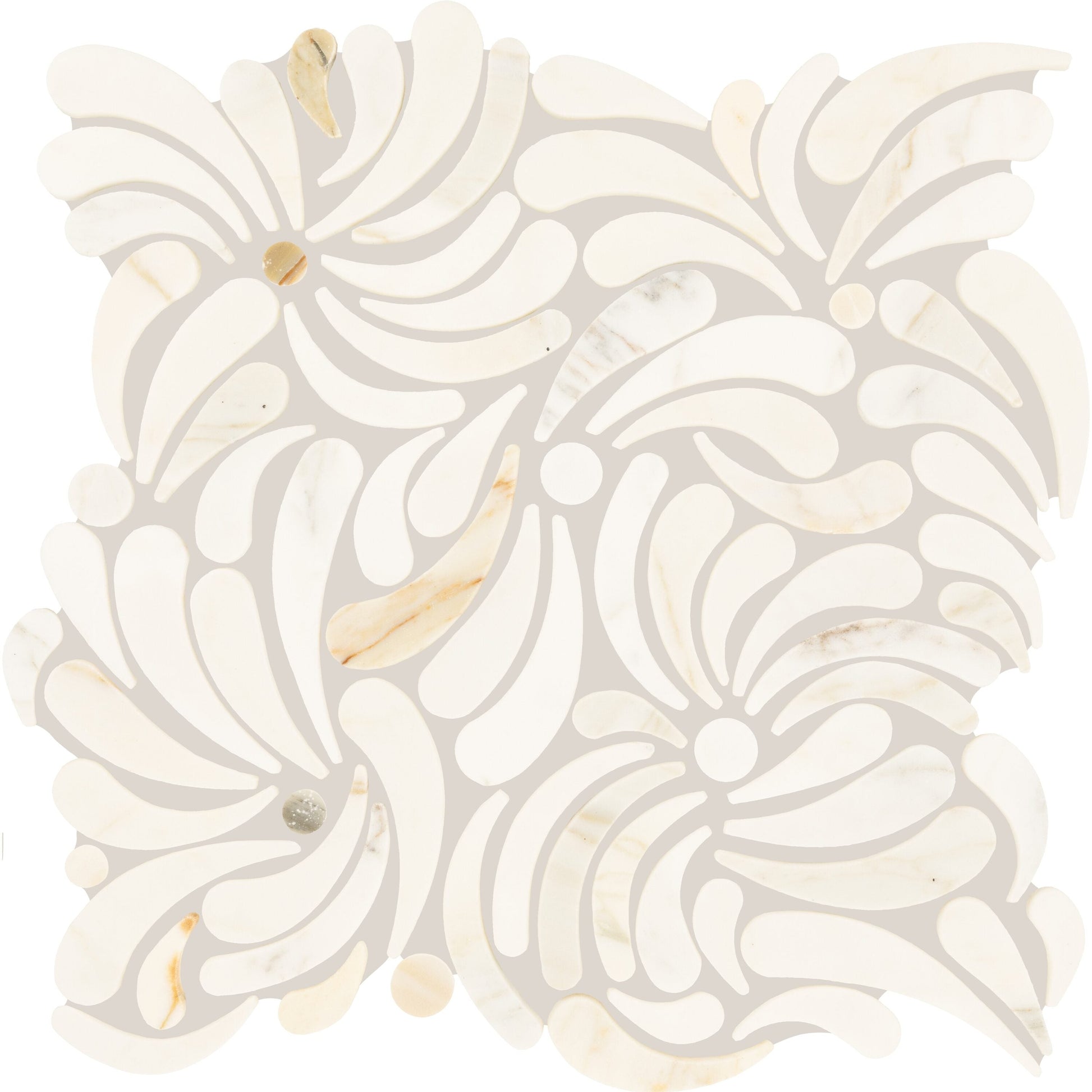 Daltile Lavaliere Calacatta Gold 12-in x 12-in Honed Natural stone Marble Marble look Multi-shaped Mosaic Wall Tile product image