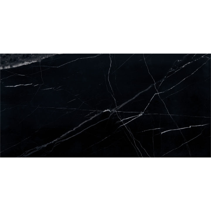 Daltile Pietra Divina Nero Marquina 12-in x 24-in Polished Natural stone Marble Marble look Floor and Wall Tile product image