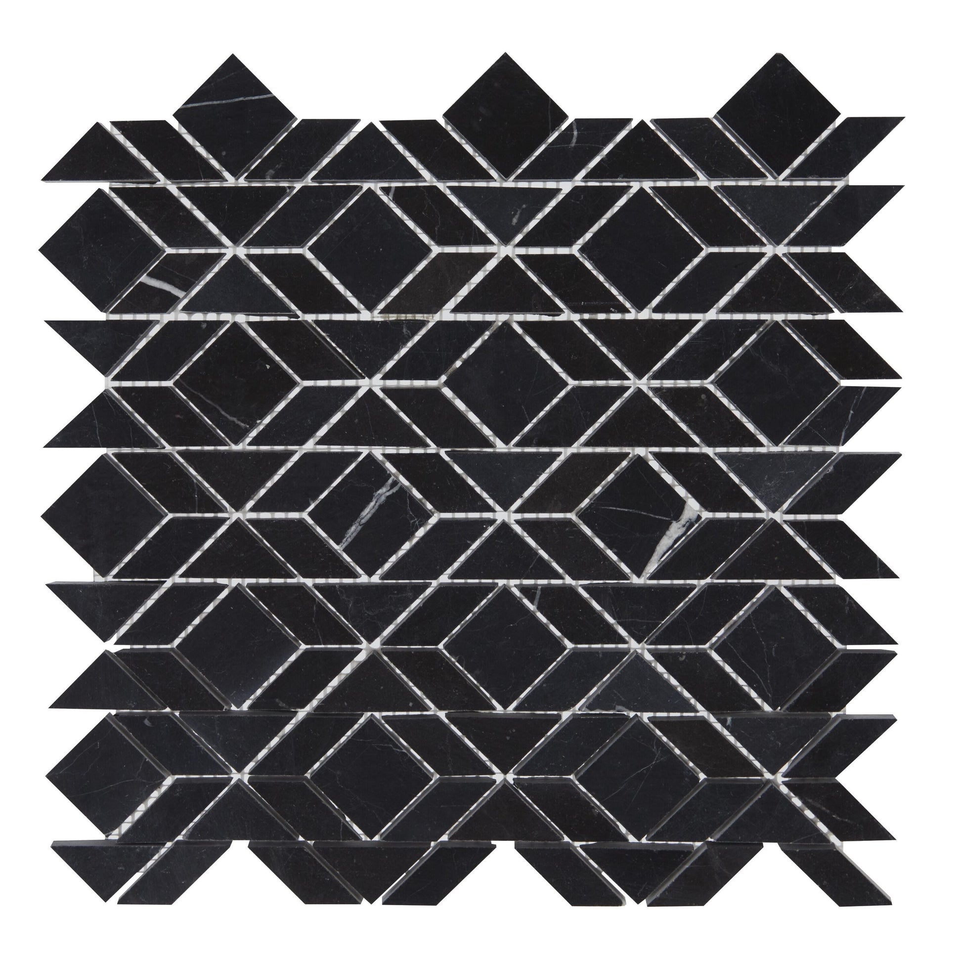Daltile Pietra Divina Nero Marquina 13-in x 13-in Honed Natural stone Marble Marble look Multi-shaped Mosaic Floor and Wall Tile product image