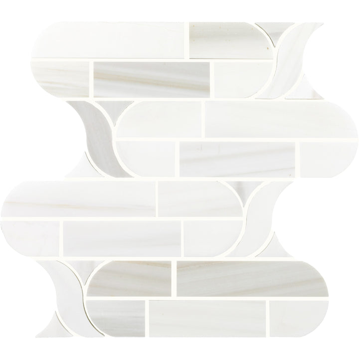 Daltile Pietra Divina Calacatta Dolomiti 11-in x 12-in Multi-finish Natural stone Marble Marble look Arabesque Mosaic Floor and Wall Tile product image