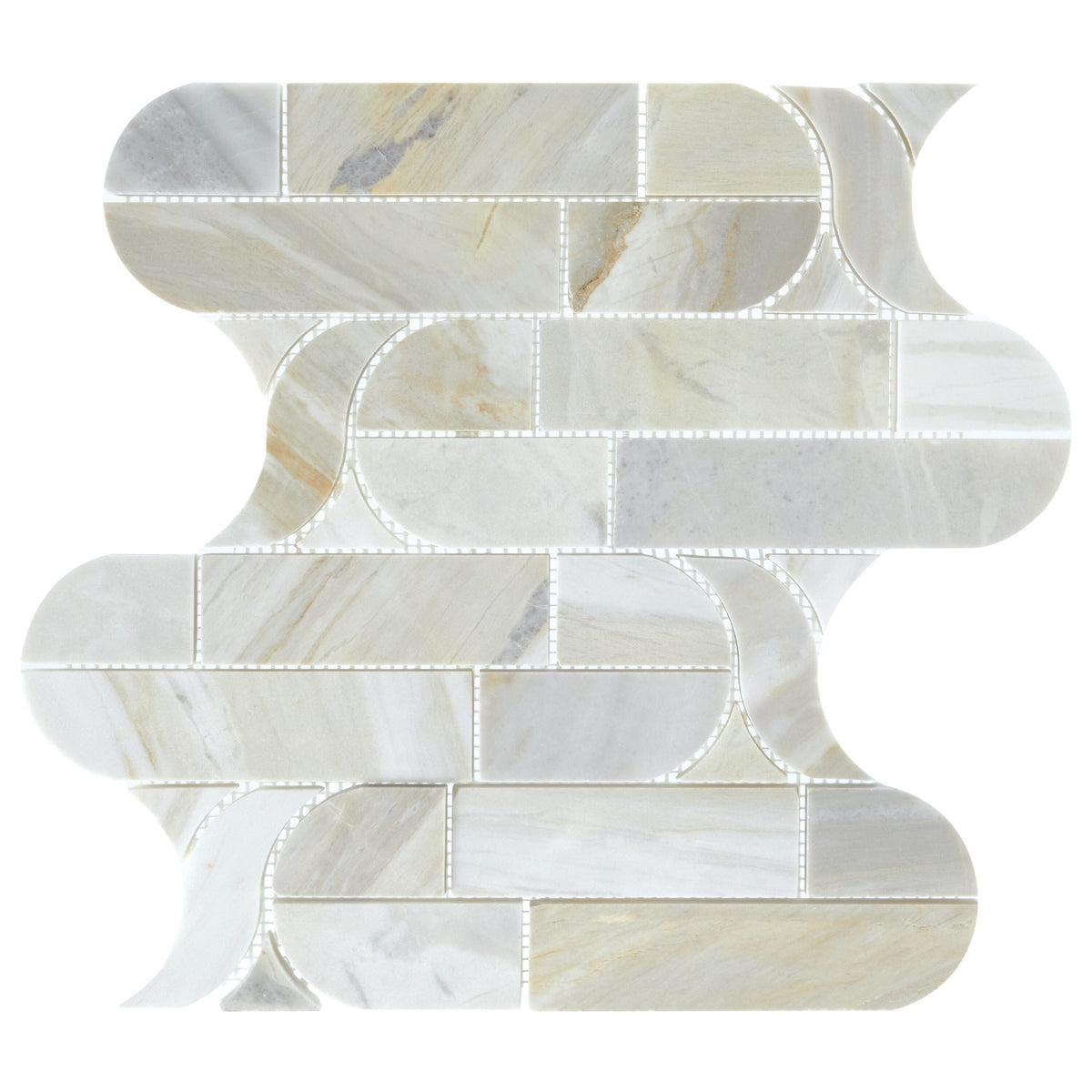 Daltile Pietra Divina Namaste 11-in x 12-in Multi-finish Natural stone Marble Marble look Arabesque Mosaic Floor and Wall Tile product image
