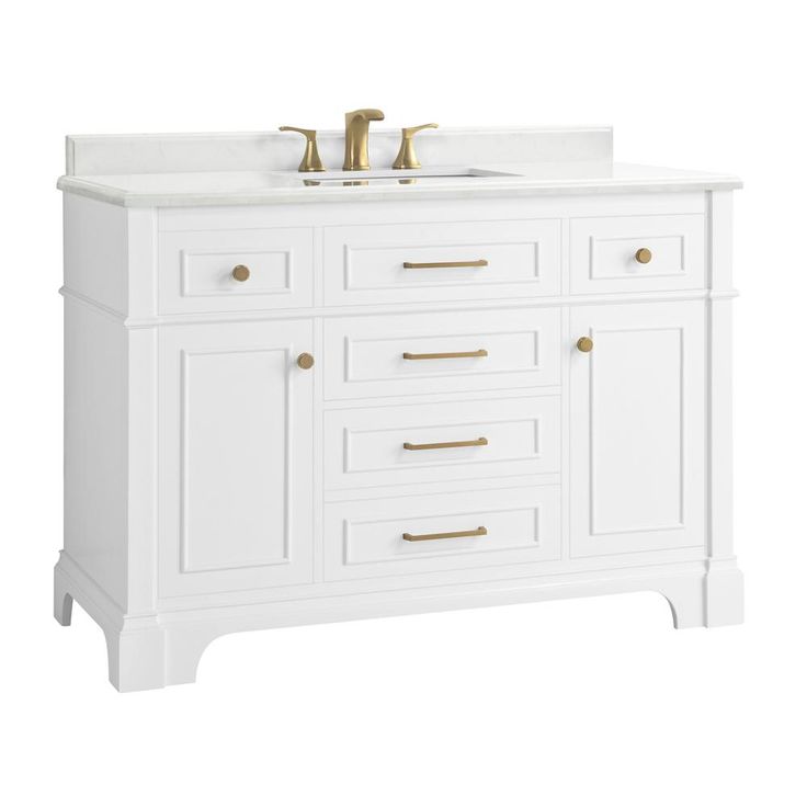 Melpark 48 in. W x 22 in. D Bath Vanity in White with Cultured Marble Vanity Top in White with White Sink