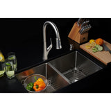 All-in-One Dual Mount Stainless Steel 33 in. 2-Hole 50/50 Double Bowl Kitchen Sink in Brushed Finish - Super Arbor