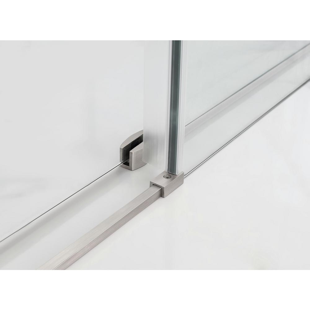 Langham XL 56 - 60 in. x 80 in. Frameless Sliding Shower Door with StarCast Clear Glass in Stainless Steel, Right Hand - Super Arbor
