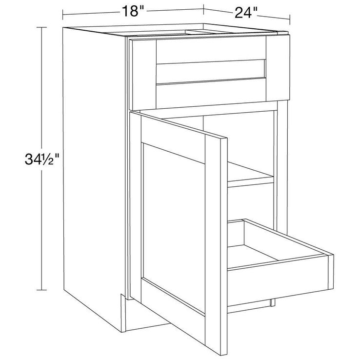 Home Decorators Collection Washington Vesper White Plywood Shaker Assembled Base Kitchen Cabinet FH 1 ROT Sft Cls L 18 in W x 24 in D x 34.5 in H
