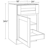 Home Decorators Collection Washington Vesper White Plywood Shaker Assembled Base Kitchen Cabinet FH 1 ROT Sft Cls L 18 in W x 24 in D x 34.5 in H
