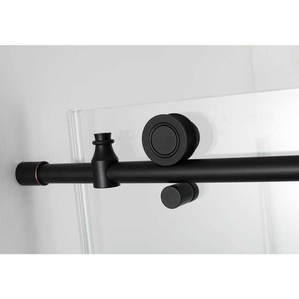 Coraline 56 in. to 60 in. x 76 in. Frameless Sliding Shower Door in Matte Black - Super Arbor