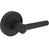 Highland Matte Black Bed and Bath Door Lever with Round Rose