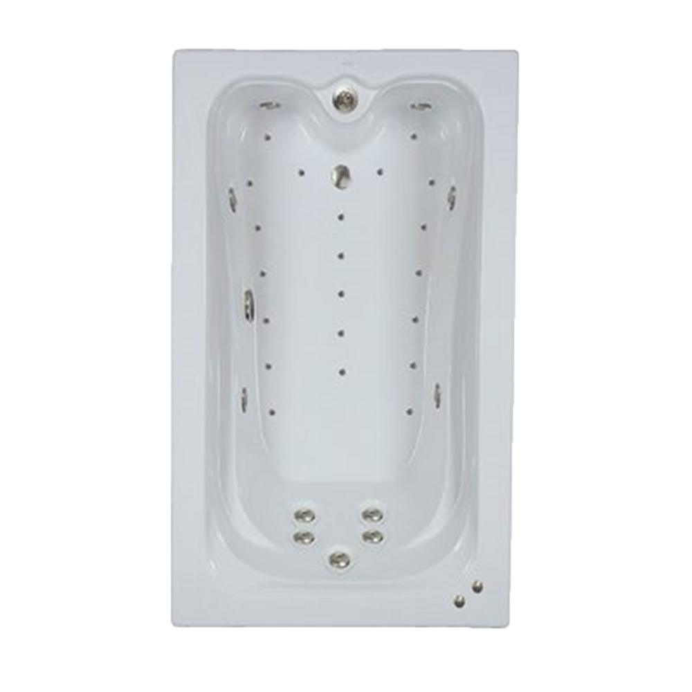 60 in. Acrylic Rectangular Drop-in Air and Whirlpool Bathtub in White - Super Arbor