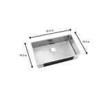 Crosstown Undermount Stainless Steel 32 in. Single Bowl Kitchen Sink with Center Drain - Super Arbor