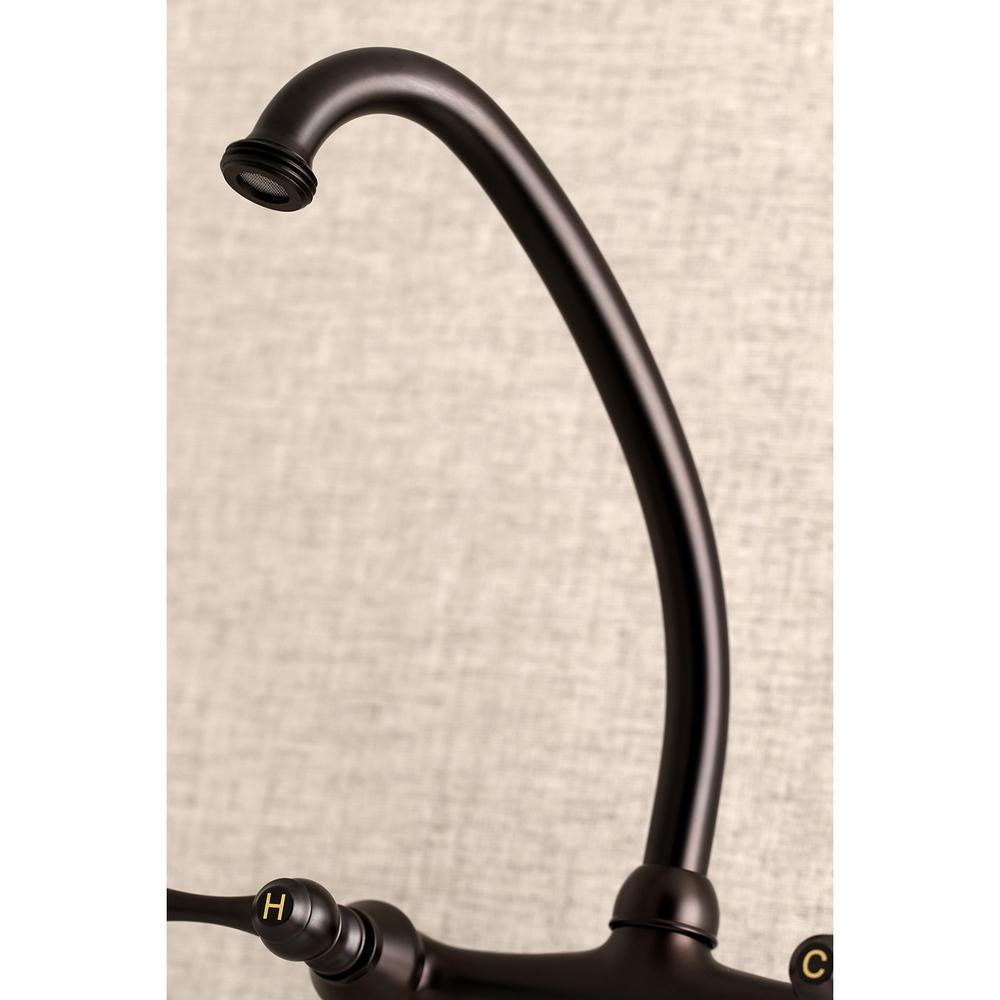 Adjustable Center 2-Handle Wall-Mount Laundry Faucet in Oil Rubbed Bronze - Super Arbor