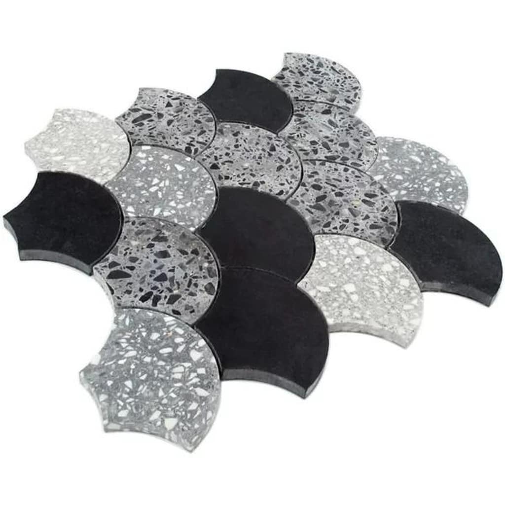 Apollo Tile Stellare Black, Gray 12-in x 12-in Honed Natural stone Marble Scale Mosaic Floor and Wall Tile product image