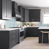 Home Decorators Collection Grayson 15 in. W x 24 in. D x 34.5 in. H Assembled Plywood Base Kitchen Cabinet in Deep Onyx with Utility Soft Close LH