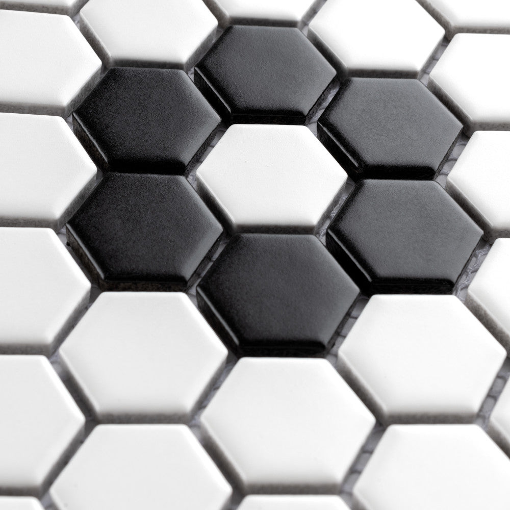 Merola Tile Metro Hex Matte White with Flower Porcelain Mosaic Tile, 10-1/4 in. x 11-7/8 in., 6mm (8.56 sq. ft./Case)