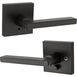 Halifax Square Matte Black Privacy Bed/Bath Door Lever (4-Pack) - Super Arbor