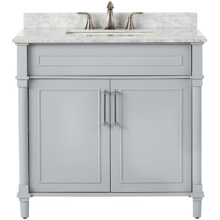 Aberdeen 36 in. W x 22 in. D Single Bath Vanity in Dove Grey with Carrara Marble Top with White Sink
