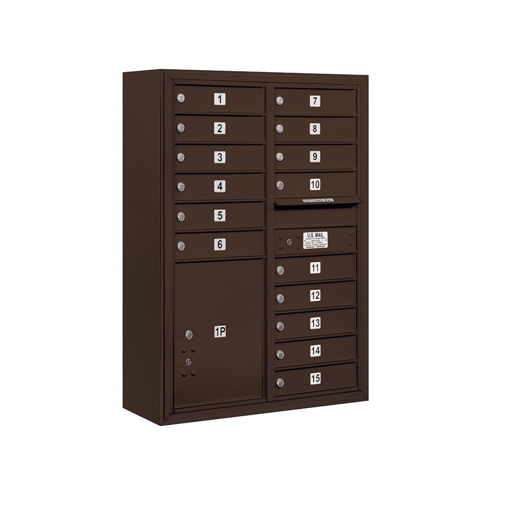 3800 Horizontal Series 15-Compartment with 1-Parcel Locker Surface Mount Mailbox - Super Arbor
