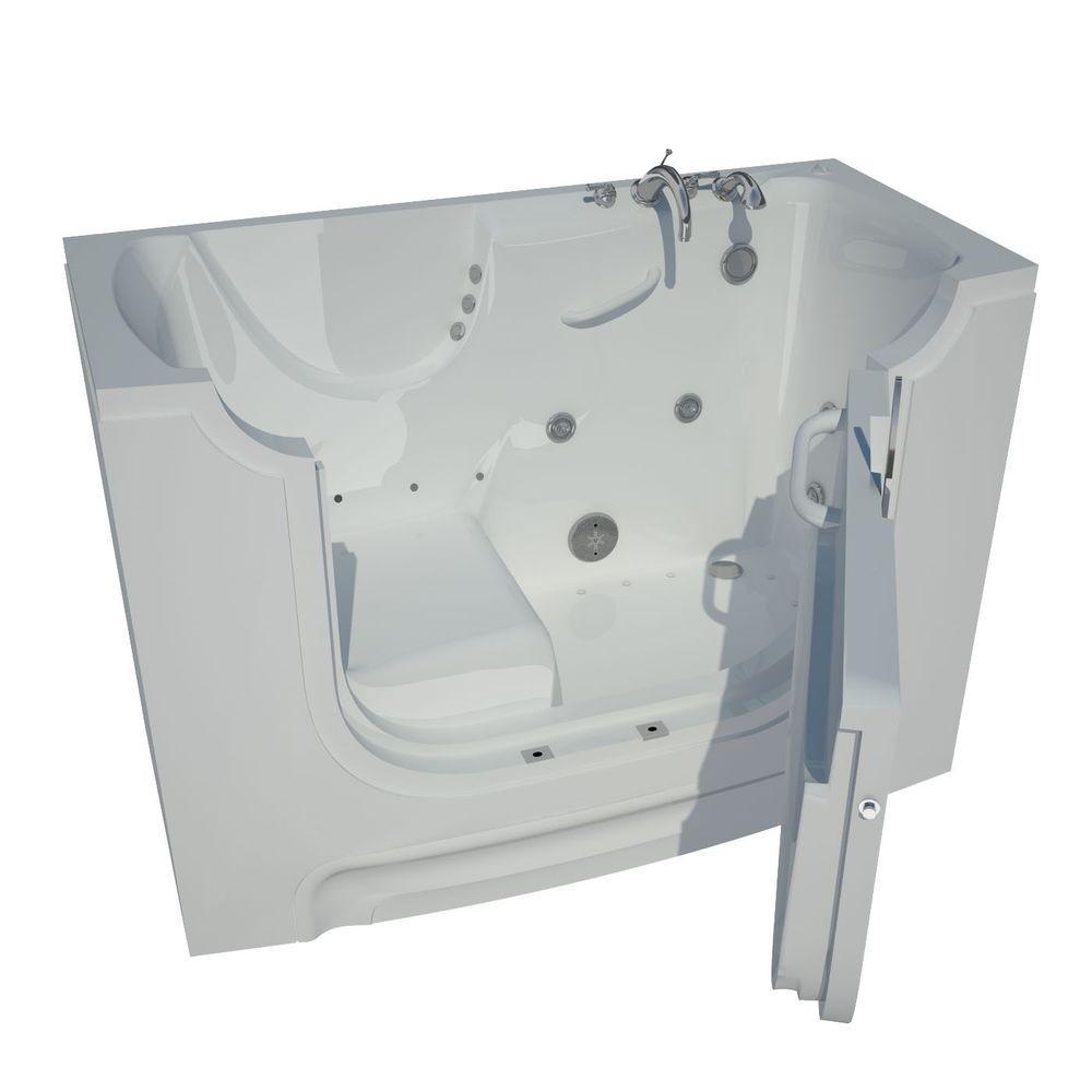 HD Series 60 in. Left Drain Wheelchair Access Walk-In Whirlpool and Air Bath Tub with Powered Fast Drain in White - Super Arbor