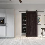 36 in. x 84 in. Canadian Hemlock Distressed Smoke Sliding Barn Door with Hardware Kit - Super Arbor