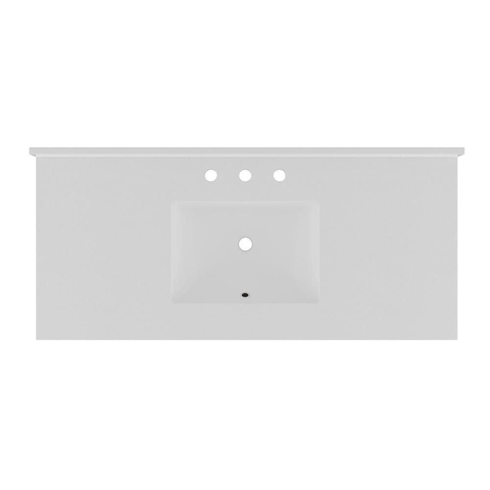 61 in. W x 22 in. D Quartz Double Basin Vanity Top in Snow White with White Basins - Super Arbor