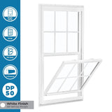 RELIABILT 150 Series New Construction 31-1/2-in x 59-1/2-in x 3-1/4-in Jamb White Vinyl Dual-pane Single Hung Window Half Screen Included