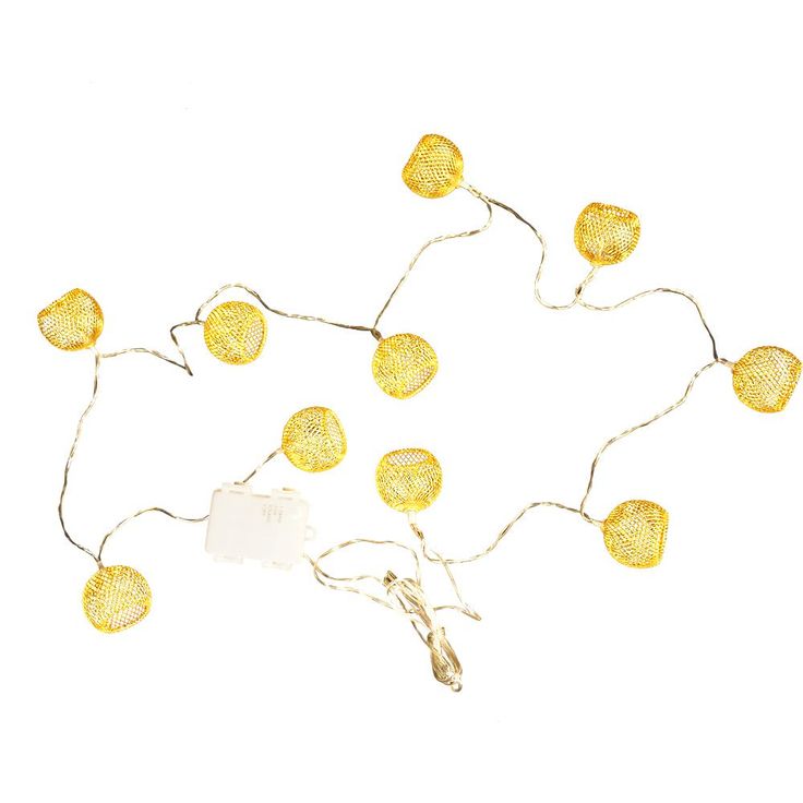 Indoor 12 ft. Battery Operated Metal Integrated LED String Lights (10-Light)