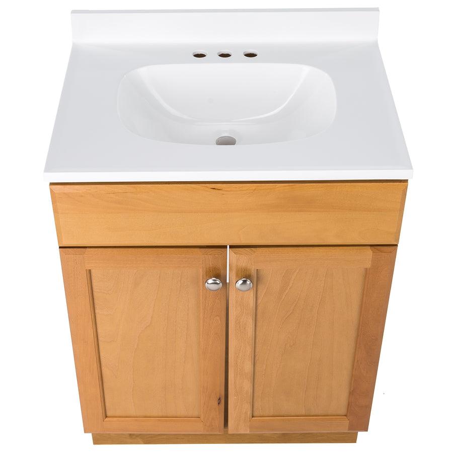 Project Source 24-in Java Single Sink Bathroom Vanity with White Cultured Marble Top - Super Arbor