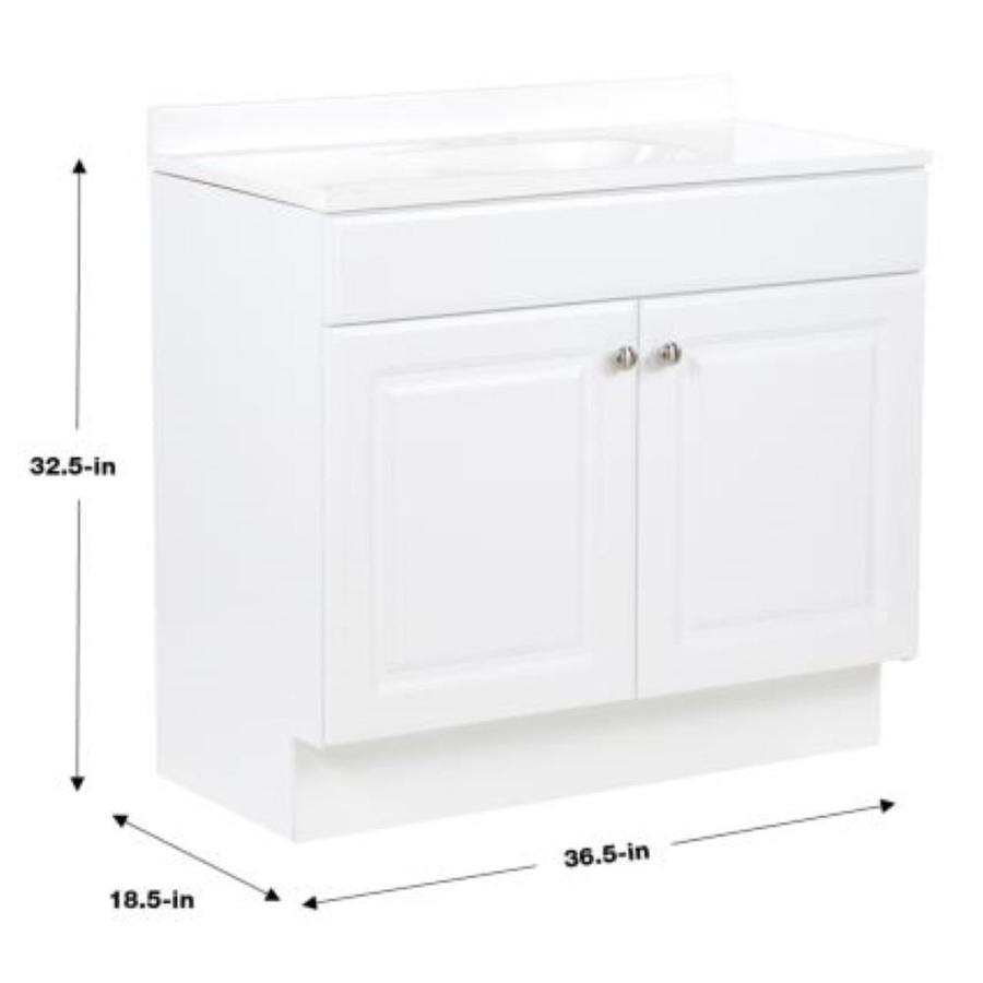 Project Source 36-in Golden Single Sink Bathroom Vanity with White Cultured Marble Top - Super Arbor