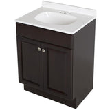 Project Source 24.5-in Java Single Sink Bathroom Vanity with White Cultured Marble Top