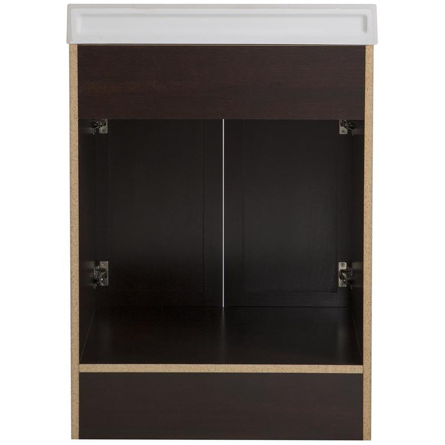 Project Source 24.5-in Java Single Sink Bathroom Vanity with White Cultured Marble Top