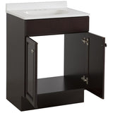 Project Source 24.5-in Java Single Sink Bathroom Vanity with White Cultured Marble Top