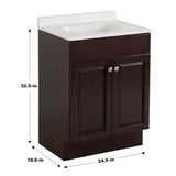 Project Source 24.5-in Java Single Sink Bathroom Vanity with White Cultured Marble Top