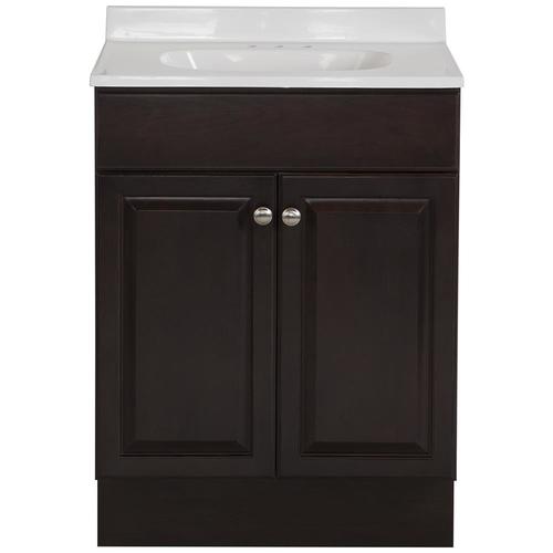 Project Source 24.5-in Java Single Sink Bathroom Vanity with White Cultured Marble Top