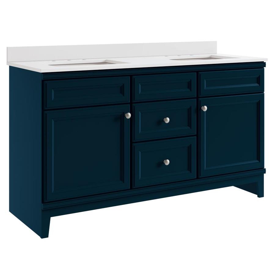 Diamond FreshFit Calhoun 61-in White Single Sink Bathroom Vanity with White Engineered Stone Top - Super Arbor
