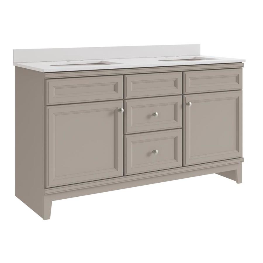 Diamond FreshFit Calhoun 61-in White Single Sink Bathroom Vanity with White Engineered Stone Top - Super Arbor