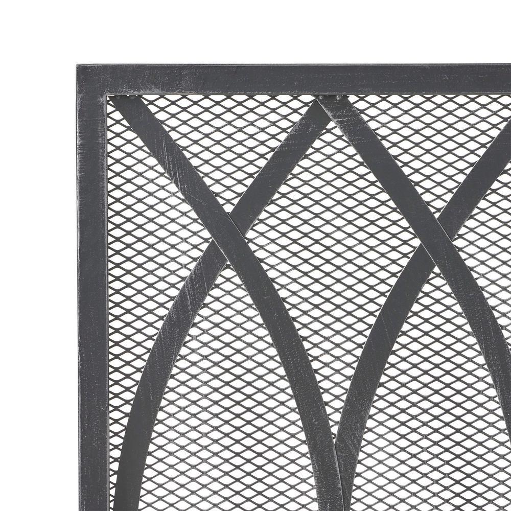 Buncombe Modern Black and Brushed Silver Single Panel Iron Fire Screen - Super Arbor