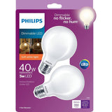Philips 40-Watt Equivalent G25 Dimmable LED Light Bulb Soft White Frosted Globe (2-Pack)