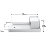 Tresham 60 in. x 36 in. Single Threshold Left-Hand Drain Shower Base with Integral Right-Hand Seat in White - Super Arbor