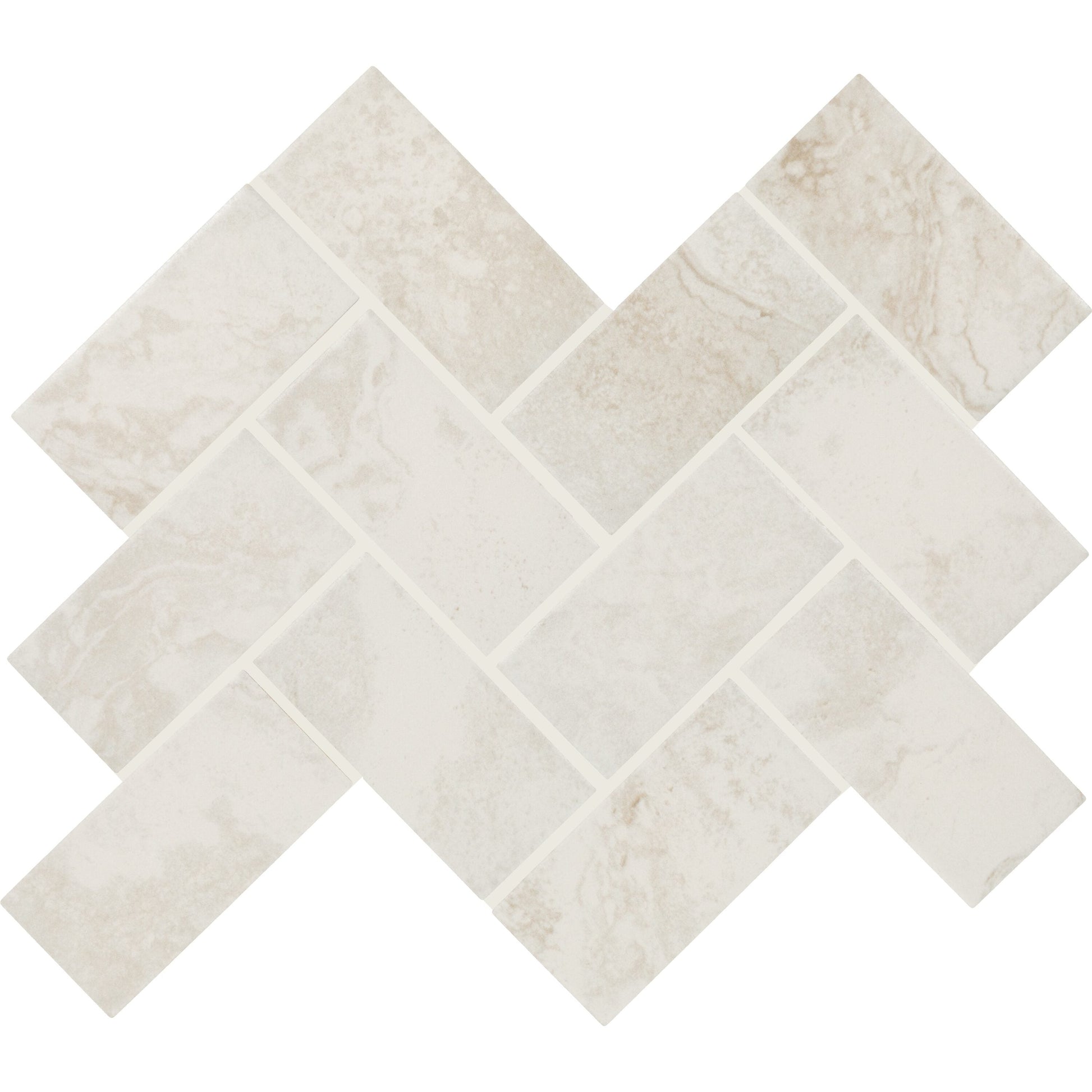 Daltile Archaia Relic White 12-in x 14-in Matte Ceramic Herringbone Mosaic Floor and Wall Tile product image